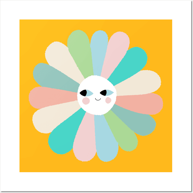 Happy Flower Sun Wall Art by Rebelform